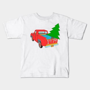 Red Pick up Truck with Christmas Tree Kids T-Shirt